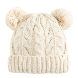 Cool Club, Czapka dziewczęca z pomponami, beżowa/ różowa