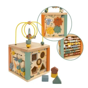 Smiki, kostka edukacyjna, zabawka drewniana