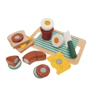 Smiki, zestaw śniadaniowy do krojenia, zabawka drewniana