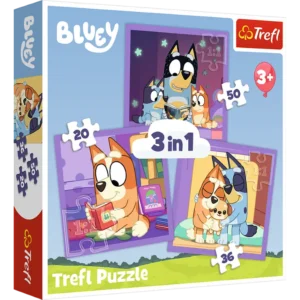 Trefl, Bluey, Poznaj Bluey, puzzle 3w1